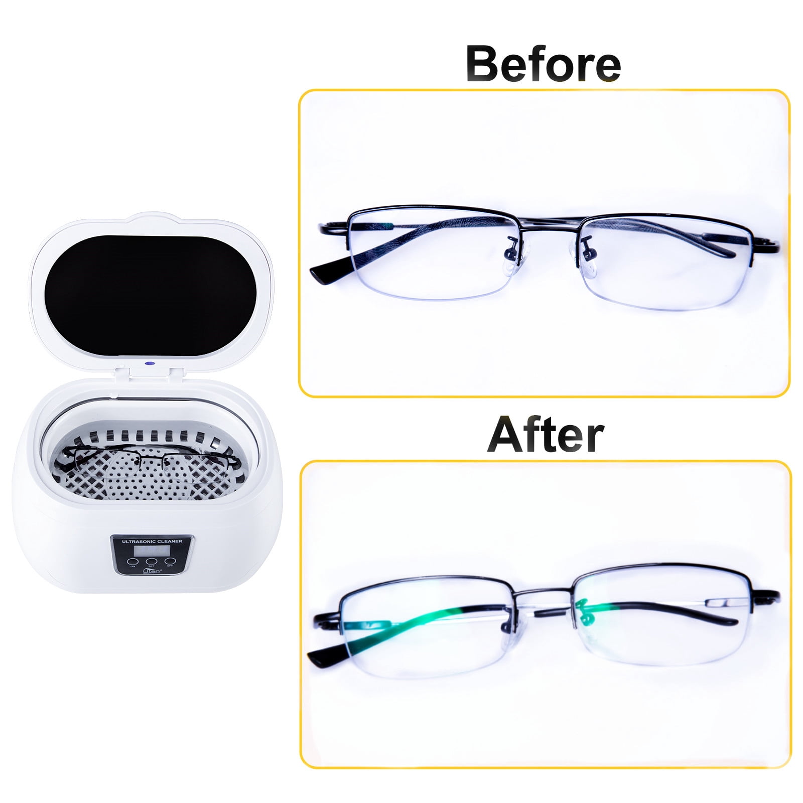 Himaly Professional Ultrasonic Cleaner, 600ml Jewelry Polisher with Digital Timer for Eye Glasses, Watches, Jewelry