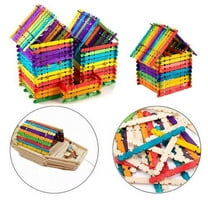 Shenmeida 50/100/150/200 Pcs Craft Sticks Ice Cream Sticks Natural Wood Popsicle Craft Sticks 4.5 inch Length Treat Sticks Ice Pop Sticks for DIY Crafts