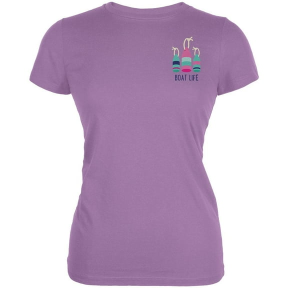 Summer Sun Whatever Floats Your Boat Bouys Juniors Soft T Shirt Dusty Violet LG
