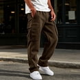 thumbnail image 2 of Baggy Cargo Sweatpants for Men Fleece Wide Leg Open Bottom Fall Drawstring Elastic Waist Gym Pants, 2 of 8