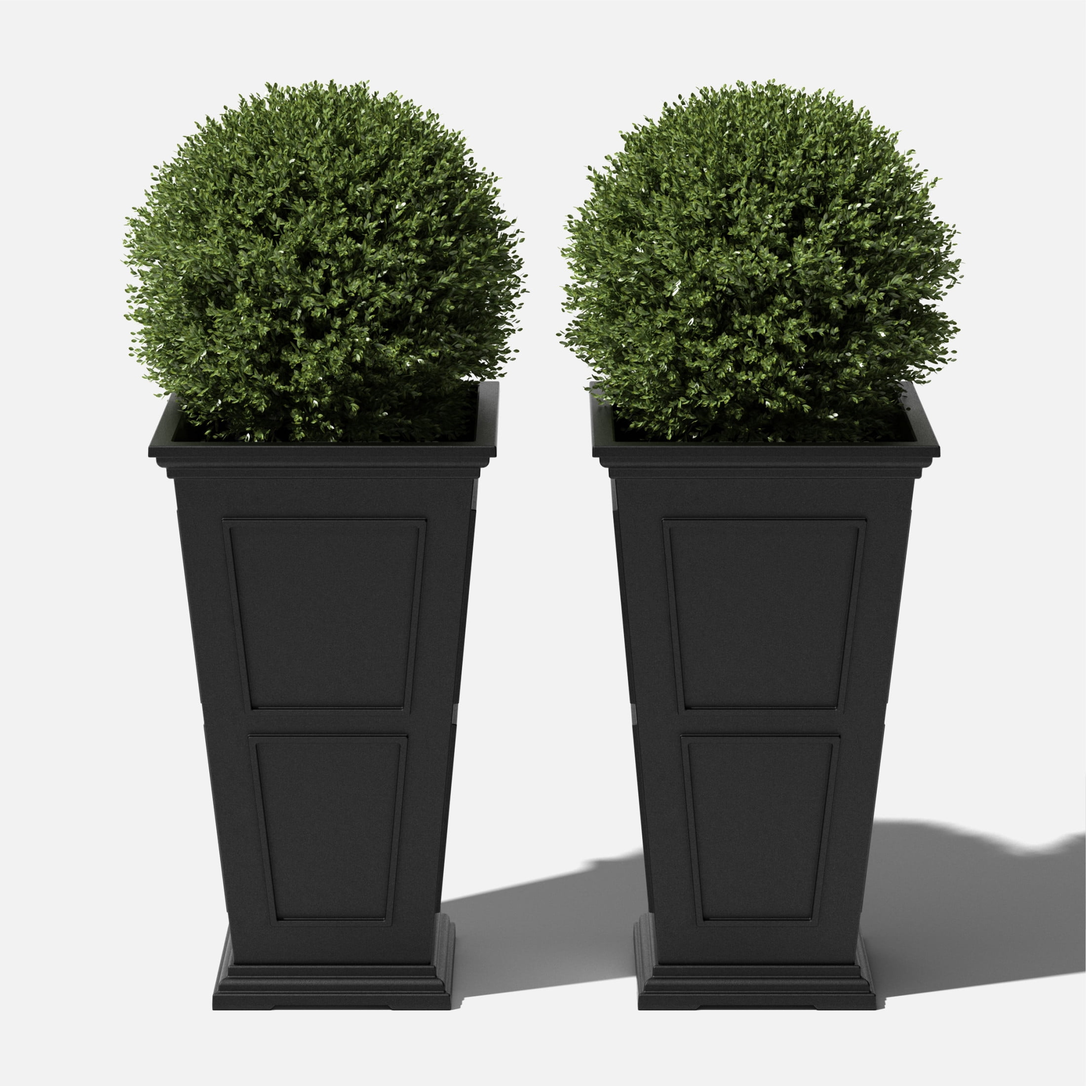 Veradek Brixton Tall 26" Plastic Planter 2-Pack Black
