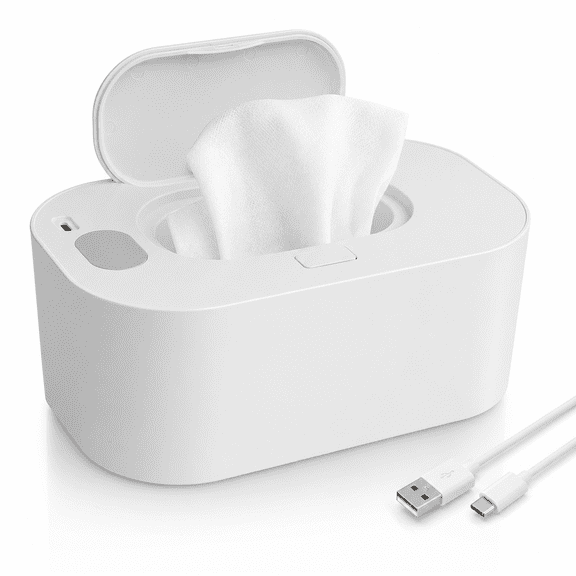 Baby Wipe Warmer,Large Capacity Wipes Dispenser,Portable Baby Wipes Dispenser Warmer Prevent Dry,Thermostat Baby Wipe Heater,USB Even Heating Wet Wipes Warmer for Baby Nursery 20×12×10cm (White)