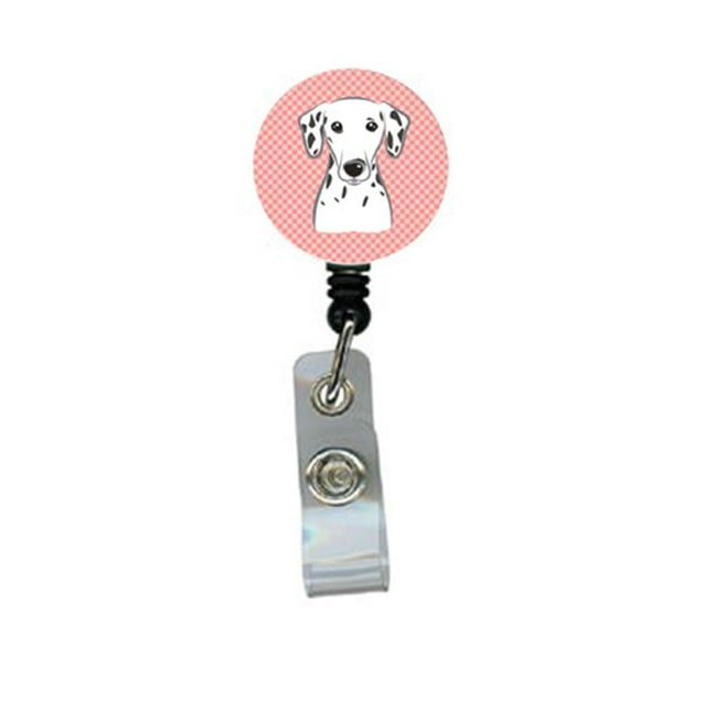 Checkerboard Pink Dalmatian Retractable Badge Reel