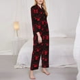 thumbnail image 3 of Fotbe Red Skulls 2 Pattern Long Sleeve Pajama Set for Women,Sleepwear Set,2-piece Loungewear Set,Soft PJs Comfy Nightwear with Pockets -X-Large, 3 of 7