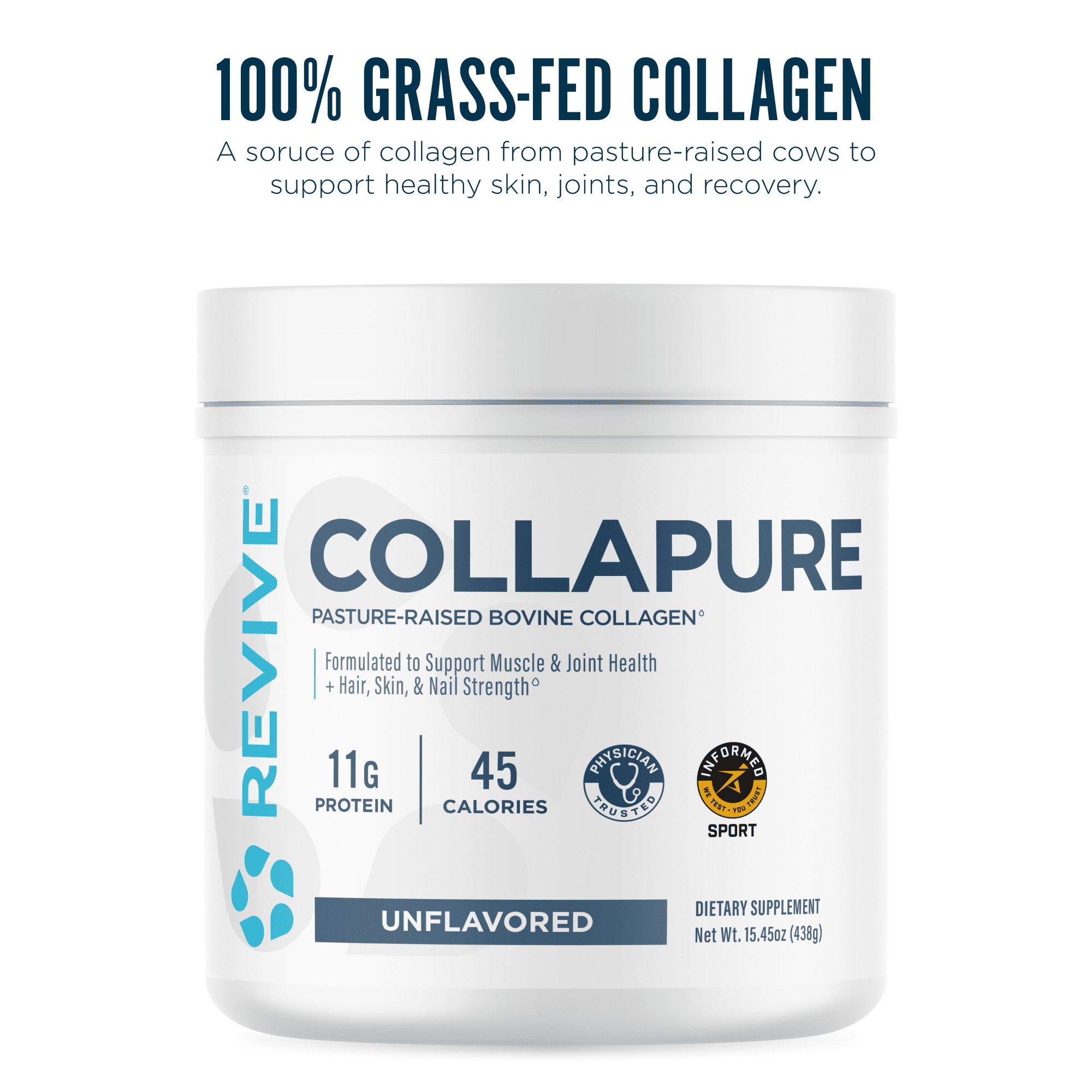 Revive MD CollaPure Collagen Peptides Powder Dietary Supplement, Unflavored, 15.45 oz