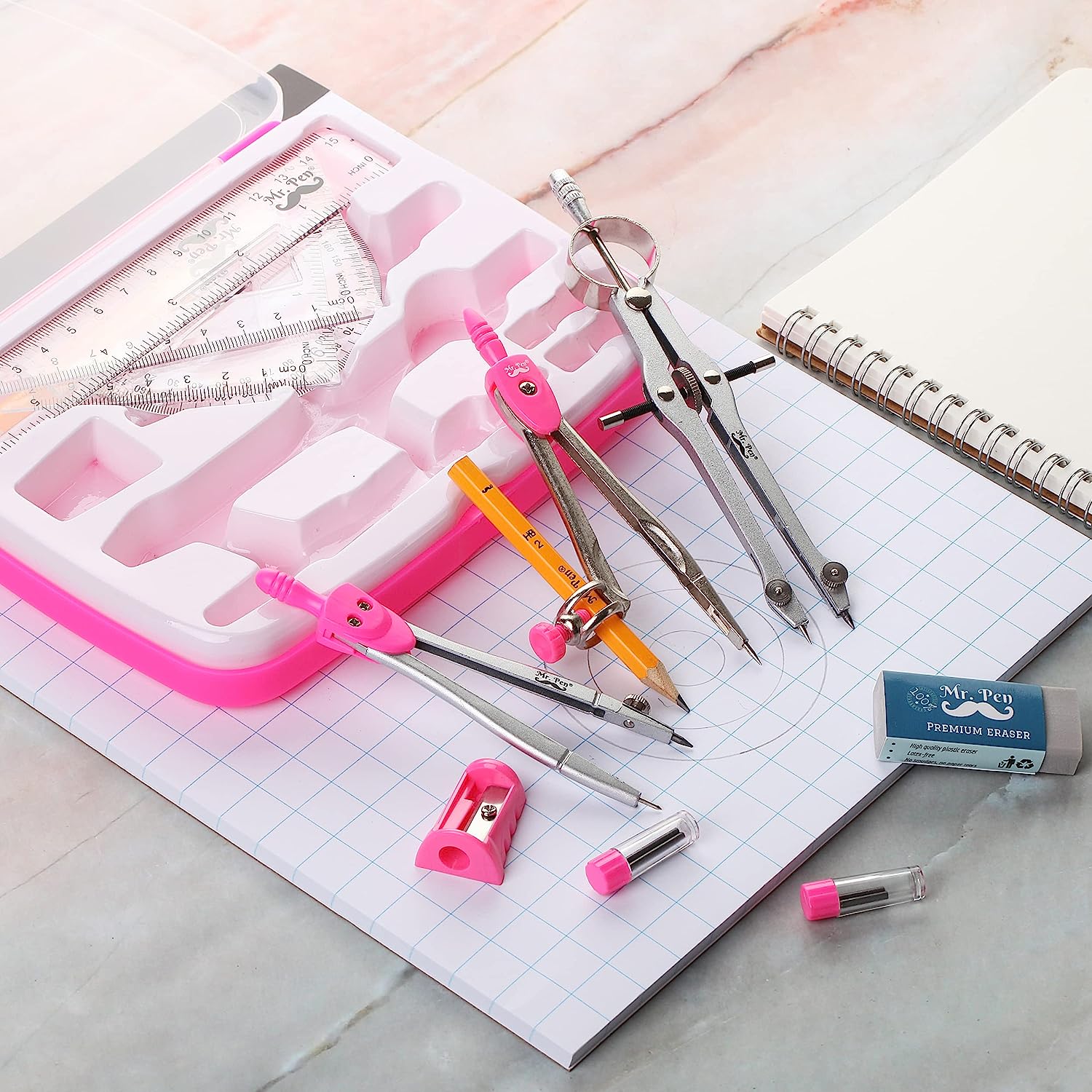 Mr. Pen Geometry Set with Compass, Rulers, Protractor photo 2