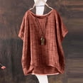 thumbnail image 4 of TIREOW Cotton Linen Tops for Girls Oversized Summer Boho Short Sleeve Shirts Teen Kids Plain Loose Lightweight Beach Blouse (Orange, 5-6 Years), 4 of 7