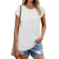 thumbnail image 4 of Shirt for Women Plus Size Short Sleeved Round Neck Solid Color Casual T-shirt White XXL, 4 of 6