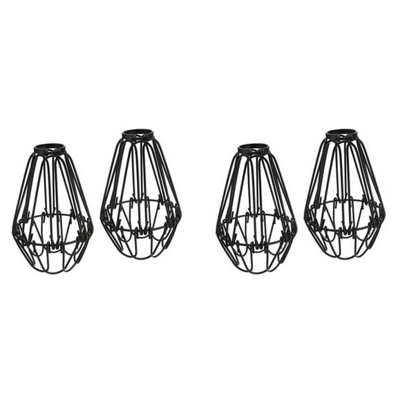 Adjustable Wire Cage Lampshade, 4 Pack Metal Bird Bulb Guard Island Pendant Lighting Fixture Drop Lamp Holder