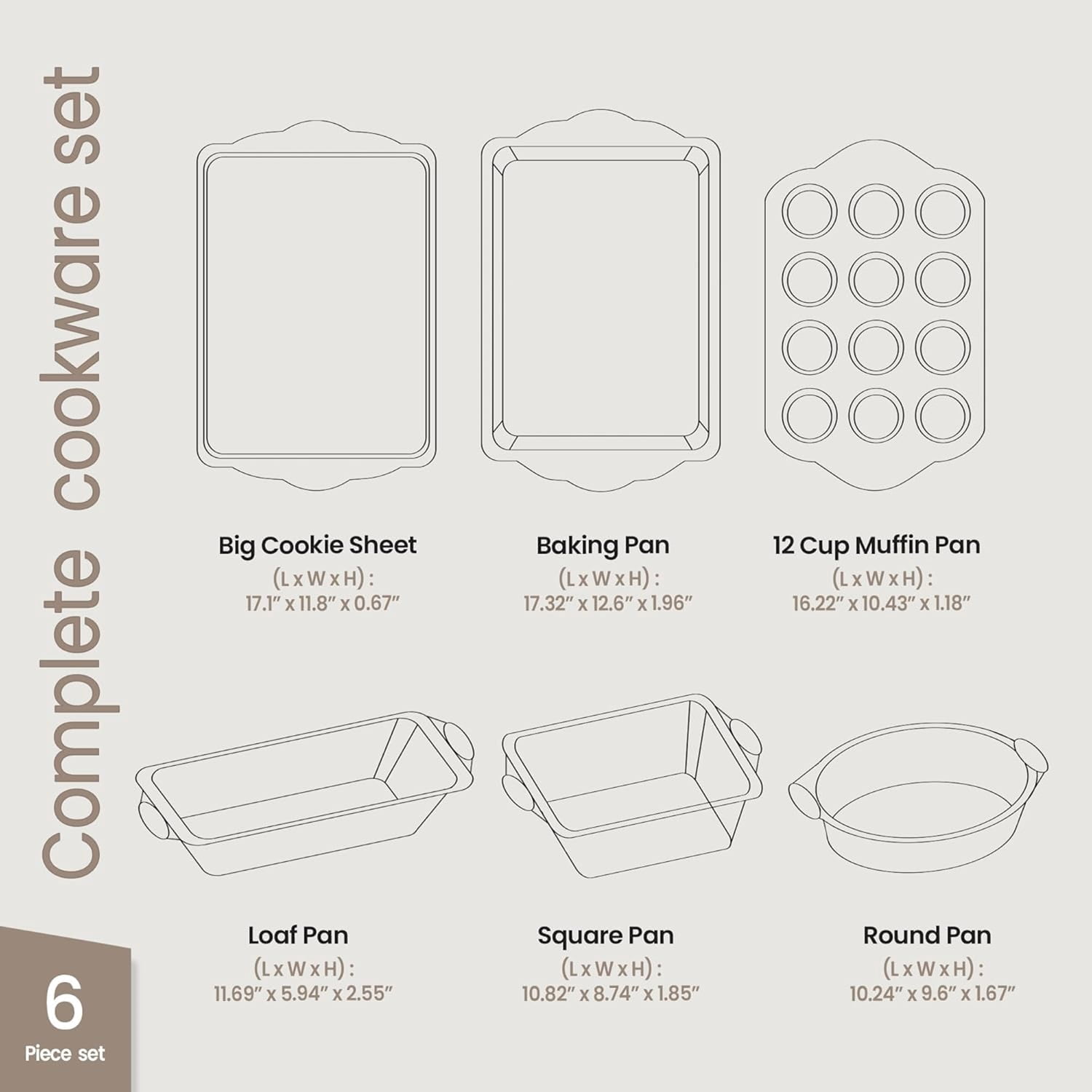 Bakken- Swiss 6-Piece Kitchen Baking Pan Set – Nonstick Green Marble Coating with Green Silicone Handles – Carbon Steel Oven-Safe Bakeware, Up to 450°F