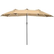 15ft Patio Umbrella With Solar Led Lighted,Double-Sided Outdoor Umbrella for Garden Extra Large
