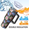 thumbnail image 5 of 40oz Pioneer Flower Floral Print Pattern Insulated Tumbler with Handle, BPA-Free Leak Proof Lid and Straws, Double Wall Vacuum, Hot 12h/Cold 34h, 5 of 6