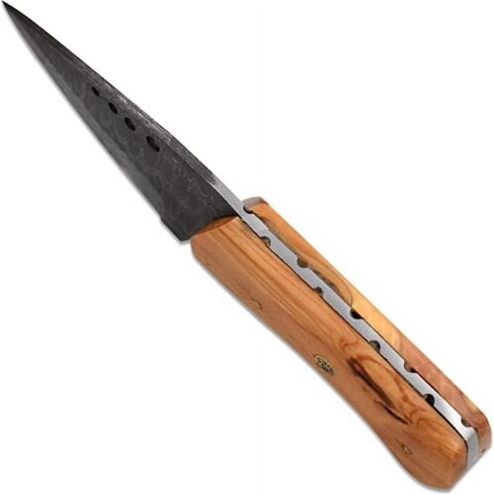 Damascus Steel Blade Razor Sharp Hunting Knife with Leather Sheath