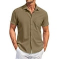 thumbnail image 2 of Kagetolytai Men Shirts Men's Vintage Button Down Bowling Shirts Short Sleeve Summer Beach Shirt Light Brown 3X, 2 of 5