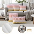 thumbnail image 6 of Colorful Stripe Outdoor Waterproof Pillow Covers, Modern Pink Red Yellow Vertical Striped Decorative Rectangle Throw Pillowcase Sofa Cushion Sham for Patio/Couch/Chair, 20"x12" 2 Pack, 6 of 8