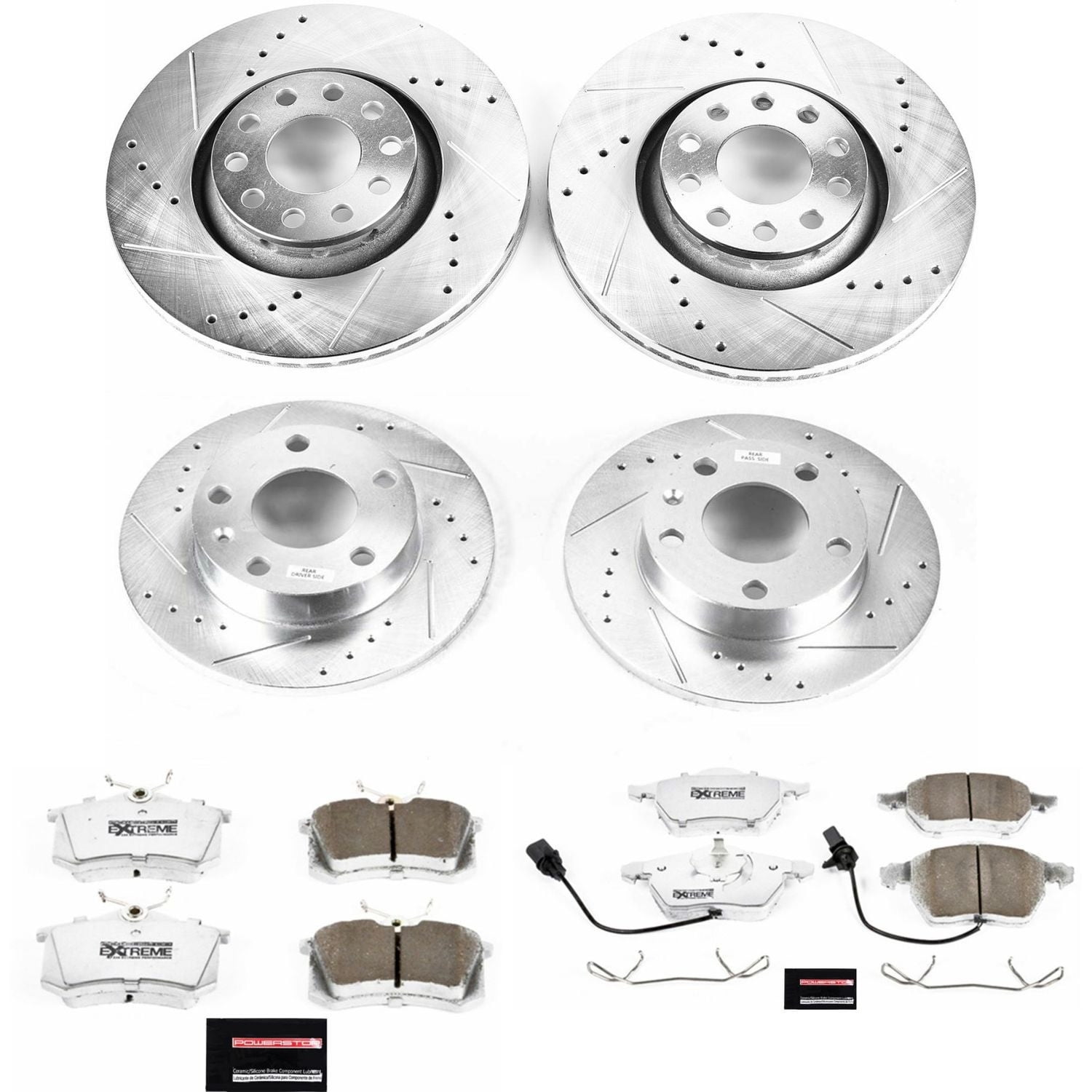 PowerStop Front and Rear Z26 Street Warrior Carbon-Fiber Ceramic Brake Pad and Drilled and Slotted Rotor Kit Fits: AUDI Select Models K7919-26
