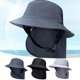 thumbnail image 2 of Sombrero chal extraíble con correa de hebilla, sombrero unisex portátil y transpirable para playa y viajes, color gris claro, 2 of 4