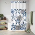 thumbnail image 6 of No Hook Shower Curtain, Coastal Blue Coral Shower Curtains for Bathroom with See Through Top Window, Summer Ocean Starfish Nautical Vintage Waterproof & Washable Bath Curtain Stand Up Stall 36"x72", 6 of 9