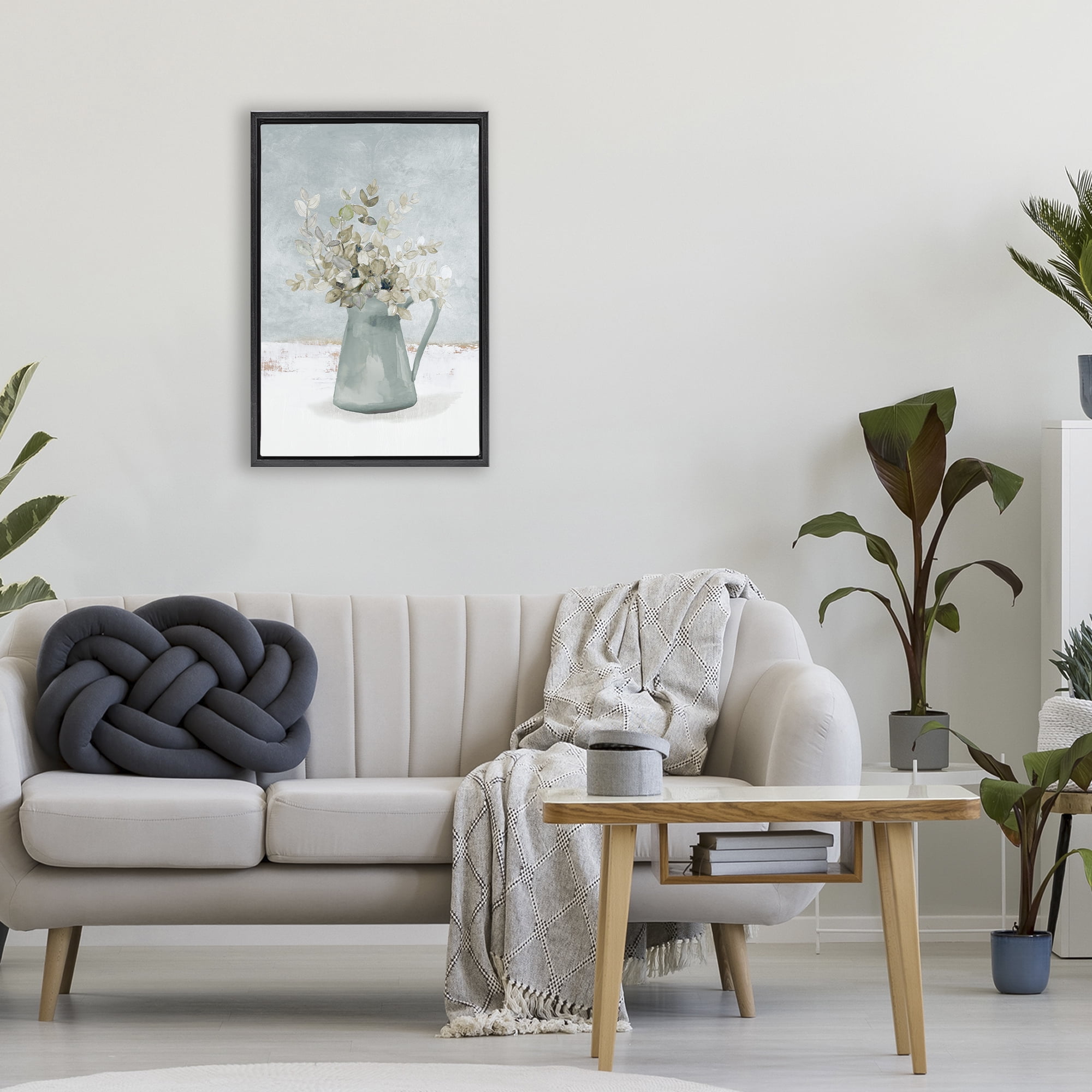 Stupell Industries Blue Botanical Arrangement Black Framed Floater Canvas Wall Art, design by Lanie Loreth