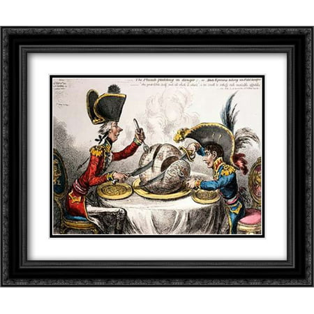 The Plum Pudding In Danger 2x Matted 24x20 Black Ornate Framed Art Print by Gillray, (Best Black Pudding In Ireland)