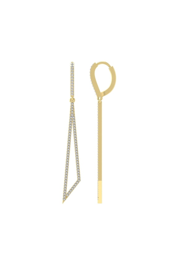 10K Yellow Gold Round Diamond Triangle Earrings (5/8 cttw, I2-I3 Clarity, I-J Color)