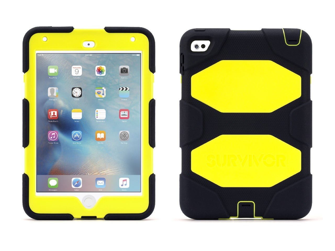 Griffin iPad mini 4 Case with Stand, Dark Denim and Neon Yellow Survivor  All-Terrain, [Rugged] [Protective] [Dual Layer] [Heavy Duty] [Shock 