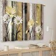 thumbnail image 3 of Yellow Farmhouse Daisy Kitchen Curtains Wooden Flower Small Short Cafe Window Curtains Rustic Floral Butterfly Country Barn Bathroom Drapes Treatment Tier Curtains 2 Panels (27.5x39 Inch), 3 of 6
