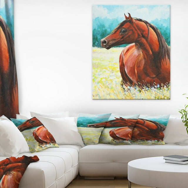 Brown Arabian Horse Painting - Abstract Canvas Art Print