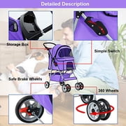 BestPet, Cat Carrier Stroller, 4 Wheels, Purple, Fabric+Steel