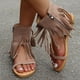 thumbnail image 5 of Sandalias romanas con punta de jersey y cremallera lateral plana, transpirables, informales, vintage, para mujer Wmkox8yii  nm2436, 5 of 5