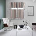 thumbnail image 5 of Vintage Stripes Kitchen Curtains Valances and Tiers Set of 3 Navy Beige Brown Striped Retro Lines Tier Curtains and Valance with Rod Pocket for Small Windows, 27.5"x36", 5 of 9