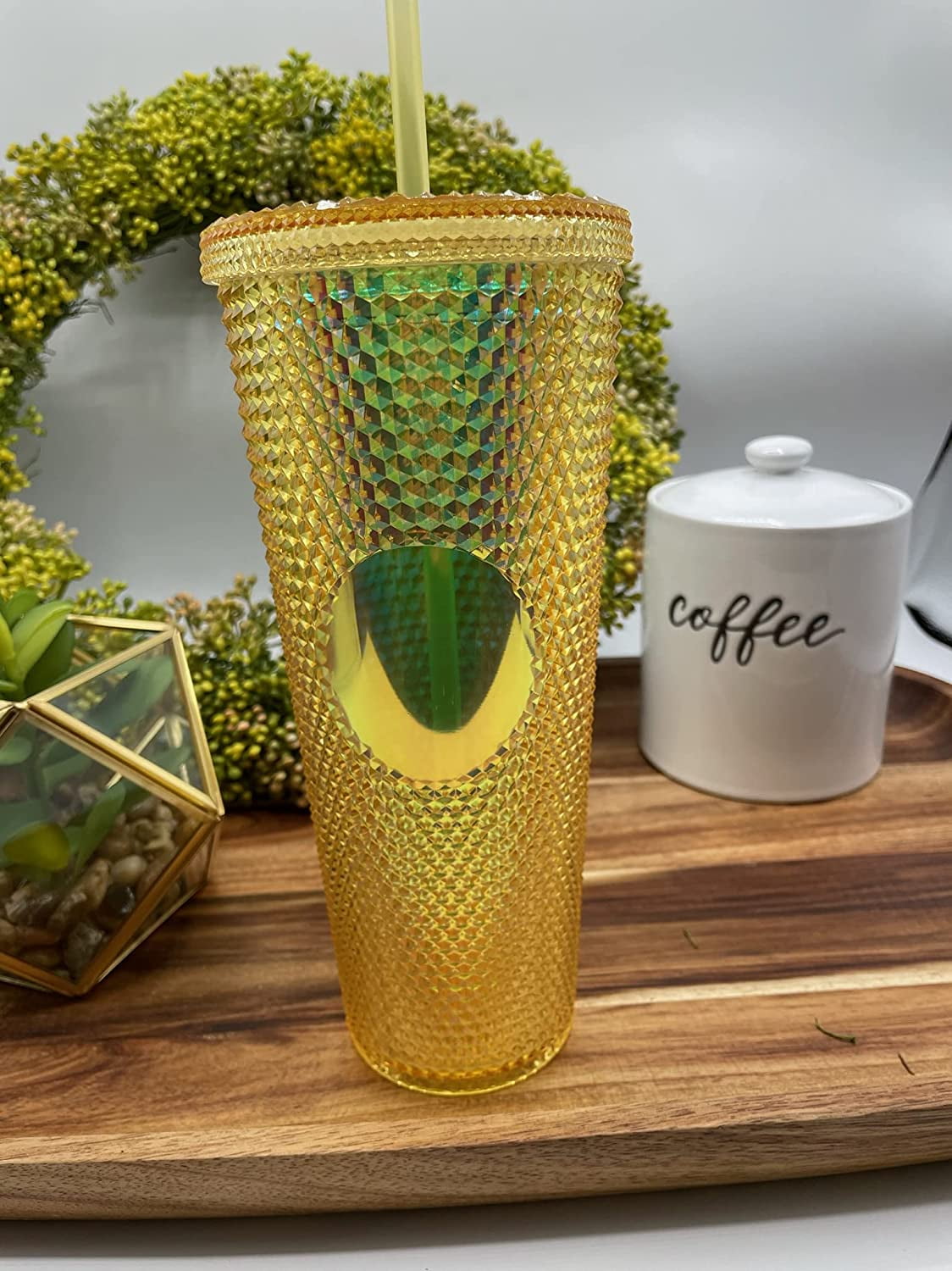 Reusable Iced Coffee Cup (24 Oz/Venti), Leak Proof and Double Wall  Insulated Iced Coffee Tumbler, Come with Reusable Plastic and Metal Straws  and Straw Cleaner Clear 24.0 ounces
