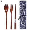 thumbnail image 2 of 3/4Pcs Reusable Portable Travel Wooden Spoon Chopsticks Fork Tableware Cutlery, 2 of 10