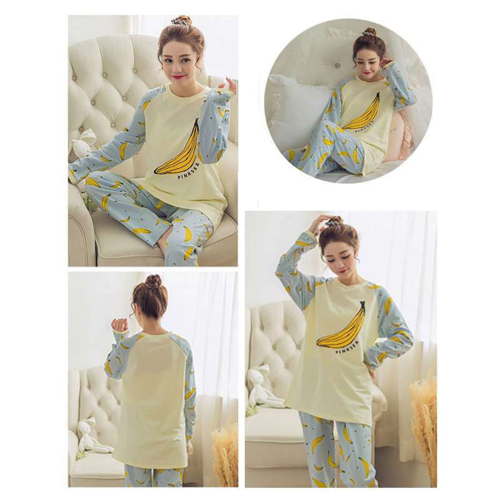 Women Pajamas Set Long Sleeve Tops Pants Trousers Set Cartoon Home Pajamas Soft Homewear Sleepwear