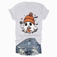 thumbnail image 4 of Towmus Halloween Shirts for Women Cute Print Shirt Fall Pumpkin Tshirt Coffee Lover Graphic Tees casual Short Sleeve Tops, 4 of 5