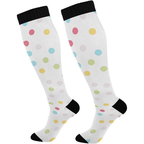 GZHJMY Polka Dots Compression Socks, Women Men Long Stocking (20-30mmHg), Travel Knee High Stockings for Athletic Sports,Running,Cycling,Nursing