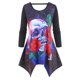thumbnail image 1 of Talla grande Skull Flor Hanky ​​Hem de manga larga camiseta Rosegal Mangas largas de talla grande, 1 of 5