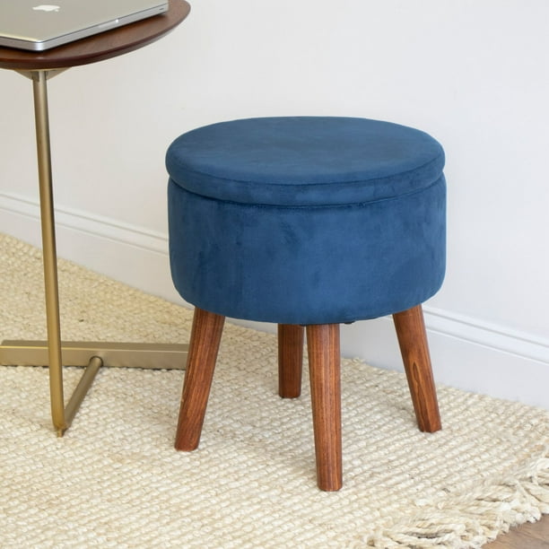 Humble Crew Sloan 16 Velour Round, Small Round Footstool With Storage