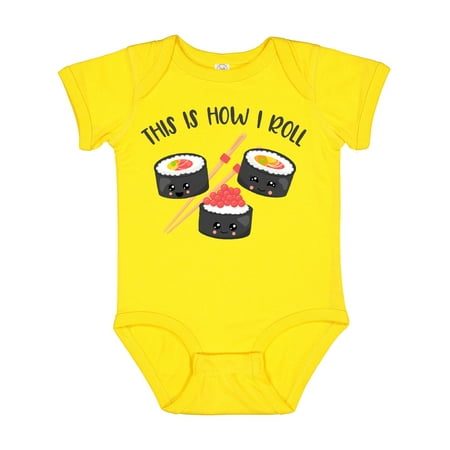

Inktastic Kawaii How I Roll Sushi Gift Baby Boy or Baby Girl Bodysuit