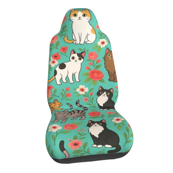Cute Cat Kawaii Car Seat Covers Stretch Car Seat Protectors Universal Fit
