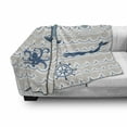 thumbnail image 3 of Nautical Soft Flannel Fleece Throw Blanket, Wave Pattern Marine Elements Octopus Crab Starfish Whale Art, Cozy Plush for Indoor and Outdoor Use, 50" x 70", Beige Blue White, by Ambesonne, 3 of 6