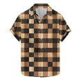 thumbnail image 2 of Njoeus Short Sleeve Button Up Shirts for Men Summer Regular Fitted Plaid Shirts Casual Work Shirt Tops & Blouse （Available In Big & Tall) 3X 4X 5X Summer Savings Orange, 2 of 5