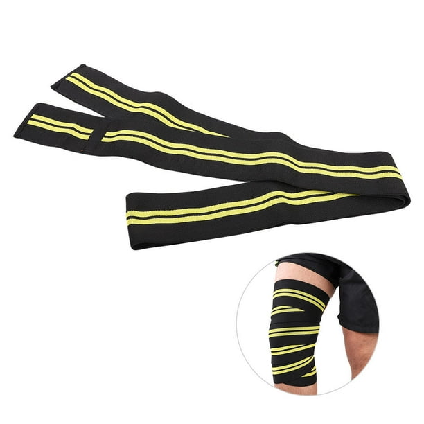Vendaje elástico para rodillas para fitness, correas para rodillas para gimnasio, levantamiento de pesas, deportes al aire libre (negro y amarillo)