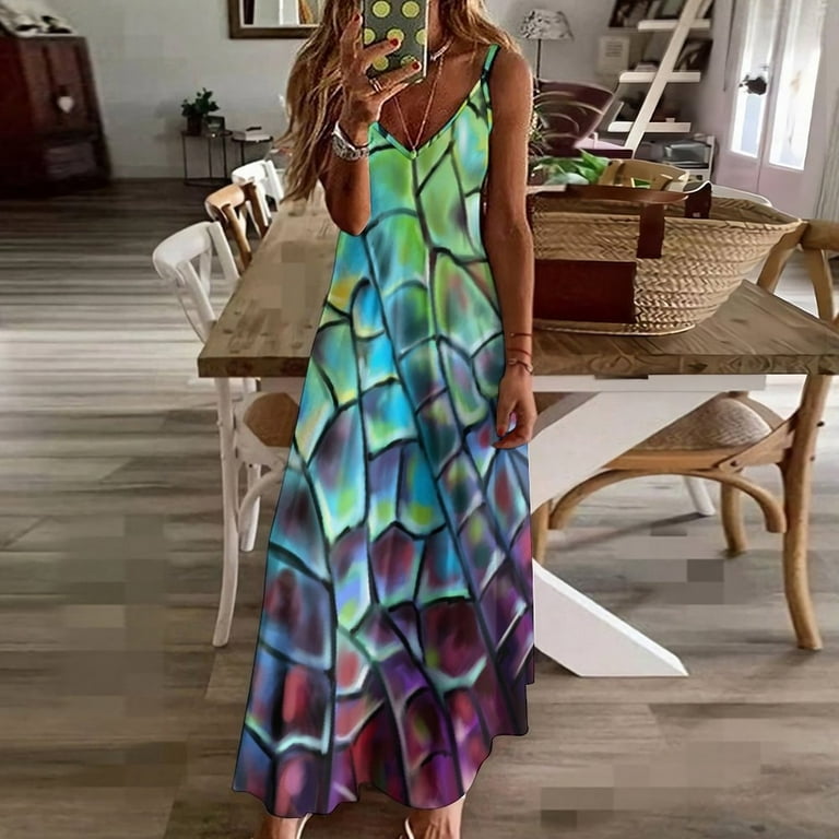 chinese dress ladies SDERDZSE Dragonfly with Plants Summer Dresses Maxi Dress Sundress Beach  Dresses for Women M at Amazon Women's Clothing store