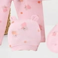 thumbnail image 7 of Zanarzt Baby Layette Gift Set Unisex Baby Boy Girl Clothes Unisex Set 5 Pack Long Sleeve Tops+Hat+Pants+Bib Outfits Toddler Baby Must Haves Pink,0-3 Months, 7 of 7