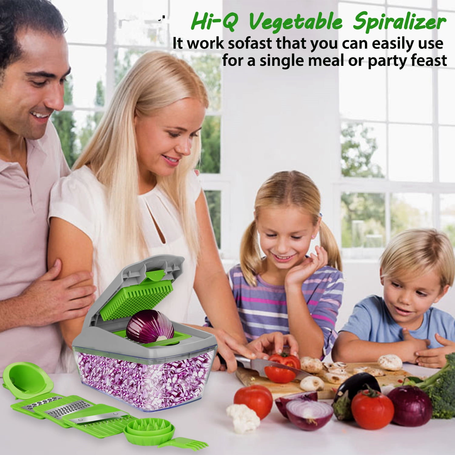 Eatex 21-Piece Vegetable Chopper with Container - Salad Chopper, Peeler, Spiralizer