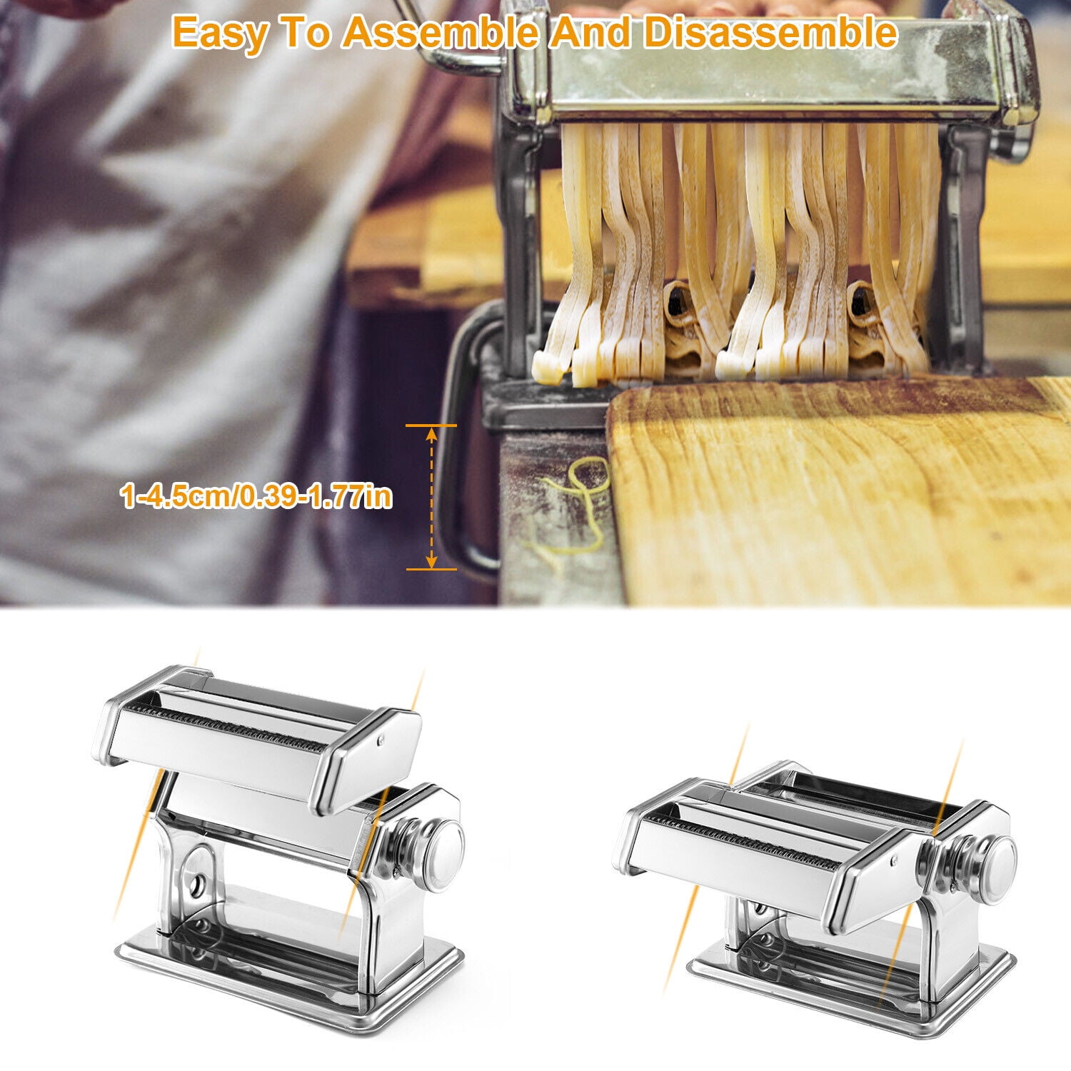 Premier Housewares Pasta Making Machine Manual Handle Pasta Roller Chrome  Pasta Cutter Steel Pasta Making Kit Pasta Roller Machine H15x W21 x D20