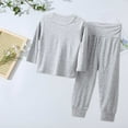 thumbnail image 4 of Mercatoo Toddler Girl Boy Long Sleeved Solid Color T Shirt Tops Trousers 2Pcs Home Clothes Loose Sports Outfit Fall Clothes Set, 4 of 9