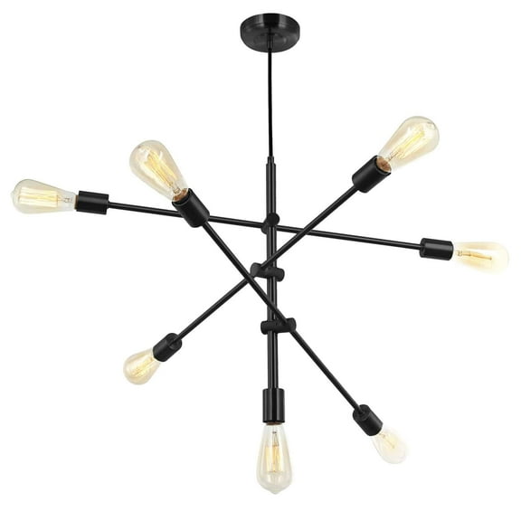 817P-BK Dainolite 7 Light Adjustable Pendant-Black Finish    -Traditional Installation