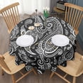 thumbnail image 3 of Black Paisley Pattern Round Tablecloth 60"x60",Wrinkle Wipeable Table Cloth for Kitchen Dining Room Picnic Patio Party, 3 of 6